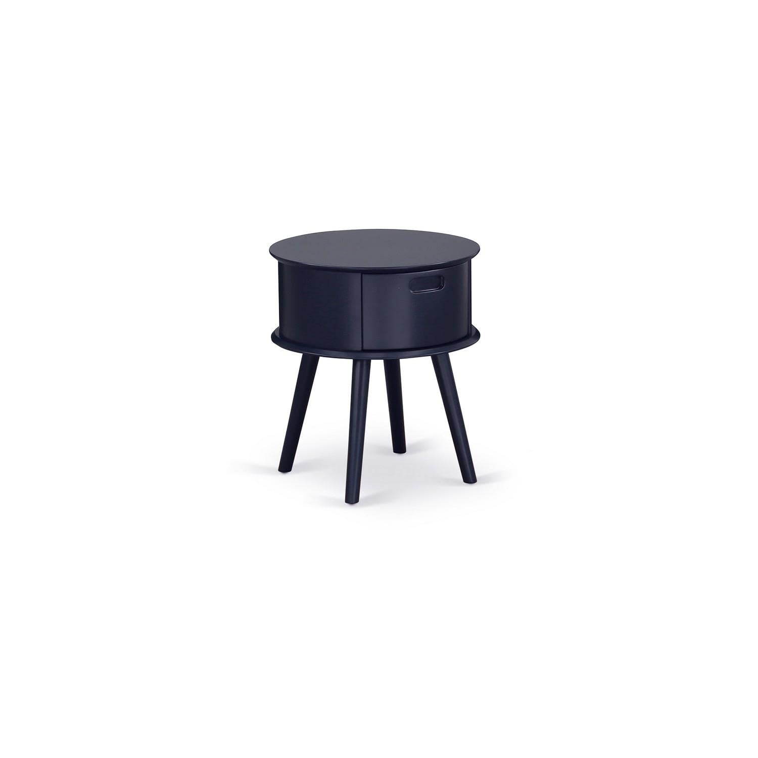 East West Furniture Gone15 1 Pc Gorgeous Gordon Small Navy Blue Round Table With Drawer, 1-Pack, Navy Blue Finish